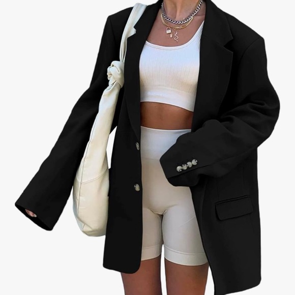 Women Casual Elegant Oversized Lapel Blazer Solid Work Office Jacket Blazer - Picture 1 of 4